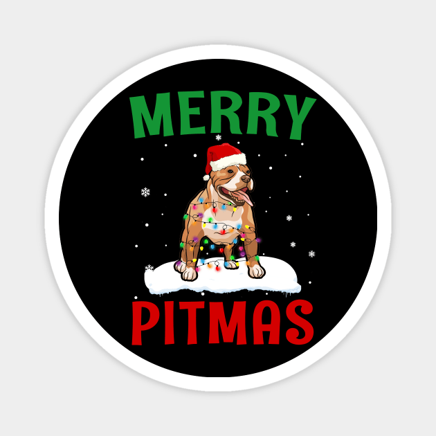 Merry Pitmas Pit bull Funny Christmas Magnet by Dunnhlpp